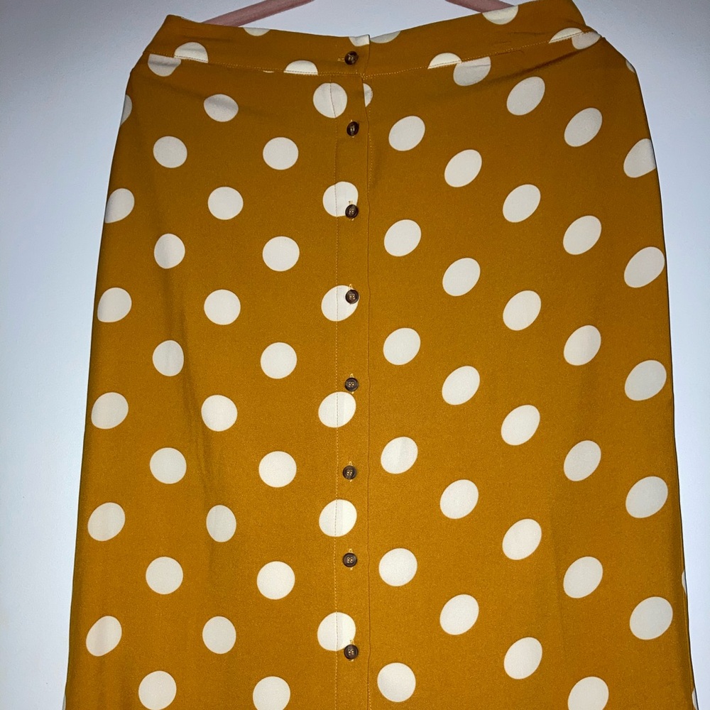 Mustard Yellow Skirt w/ Cream/White Dots